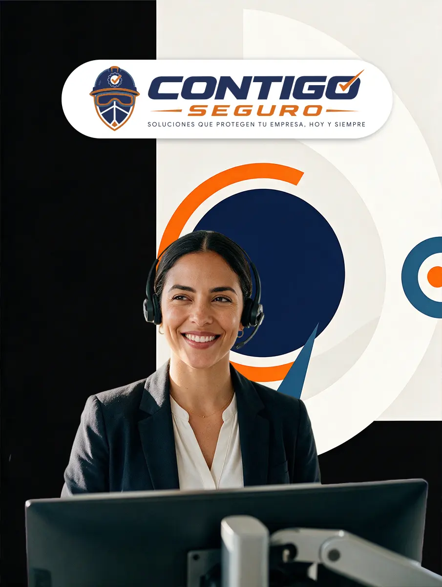 Asesora de atención al cliente de Contigo Seguro con auriculares