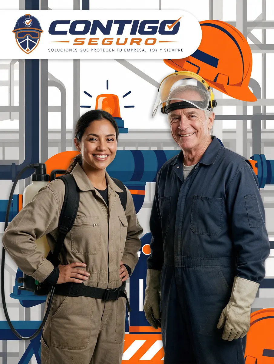 Personal con equipo de protección para seguridad industrial